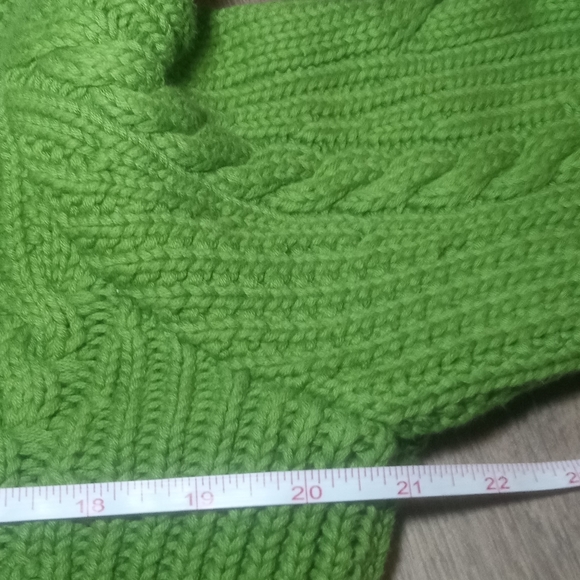 Land's End Green Chunky Knit Turtleneck Sweater Size LP 14-16 - Picture 6 of 10